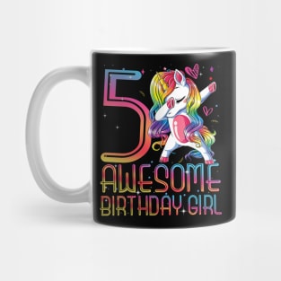 awesome dabbing unicorn birthday 5 year old Girl 5th B-day Mug